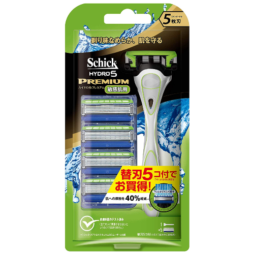 シック Schick 5枚刃 ハイドロ5 プレミアム 敏感肌用 本体+替刃5コ付コンボパック 男性 カミソリ 髭剃り メンズ